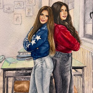 Custom Watercolor Portrait of Two People | Personalized Couple, Parent & Child, or Pet Owner Gift | Handpainted Art from Photo image 7