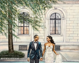 Custom wedding painting/commission portrait from photo/wedding anniversary gift/wedding watercolor painting