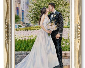 Custom wedding painting/commission portrait from photo/wedding anniversary gift/wedding watercolor painting