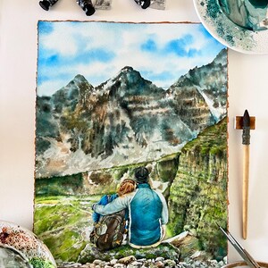 Personalized Couple Portrait Painting | Custom Anniversary, Honeymoon or Engagement Gift | Handpainted Watercolor from Photo image 16