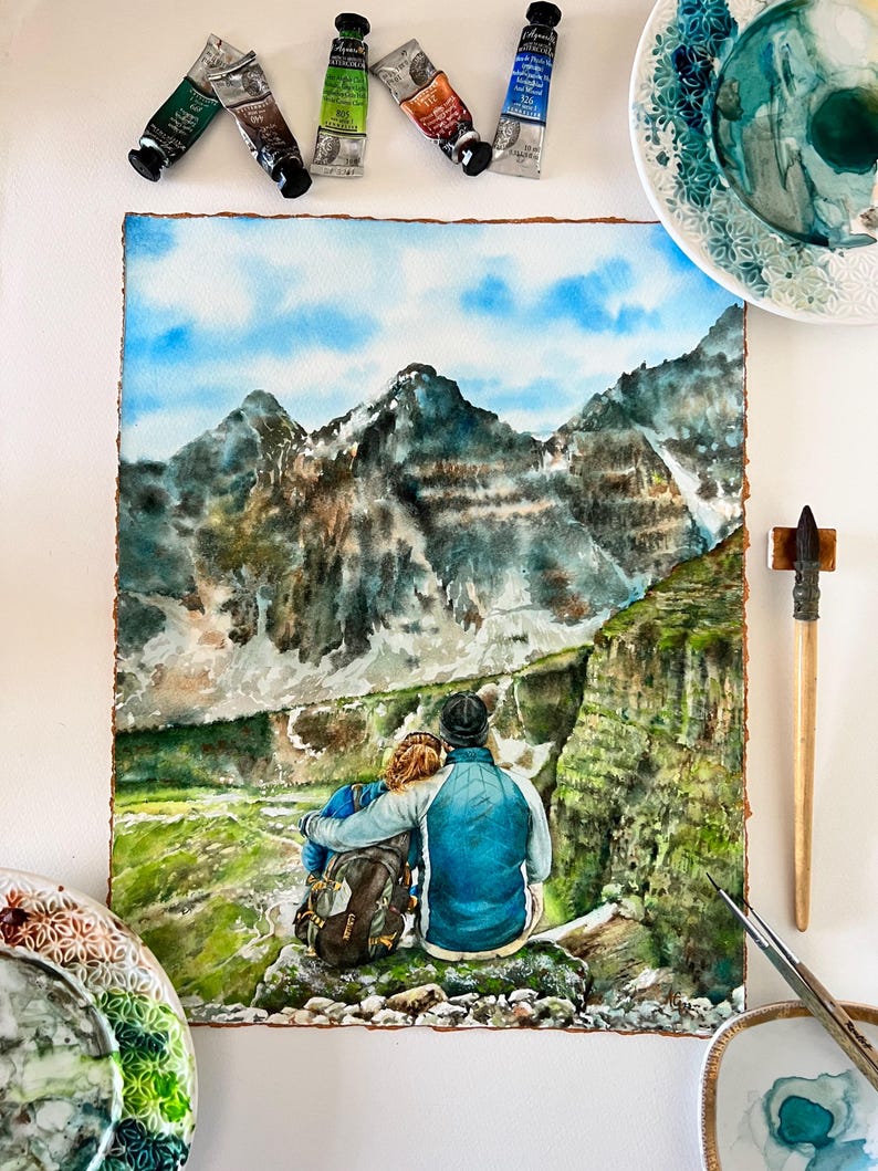 Personalized Couple Portrait Painting | Custom Anniversary, Honeymoon or Engagement Gift | Handpainted Watercolor from Photo image 16