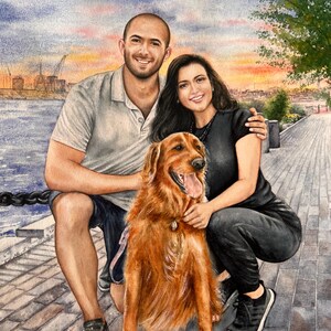 Custom Watercolor Portrait of Two People | Personalized Couple, Parent & Child, or Pet Owner Gift | Handpainted Art from Photo image 18