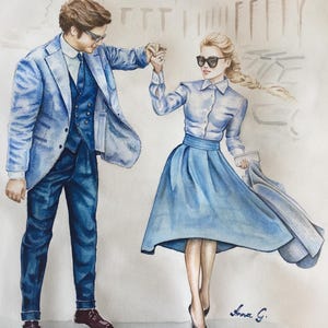 Personalized Couple Portrait Painting | Custom Anniversary, Honeymoon or Engagement Gift | Handpainted Watercolor from Photo image 19