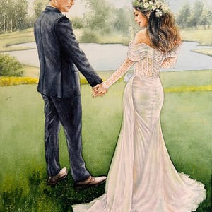 Custom wedding painting in watercolor