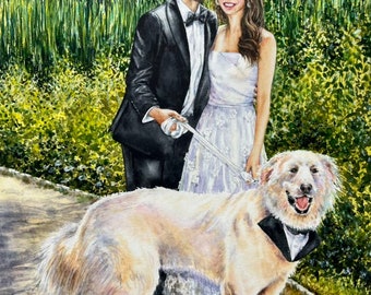 Custom wedding painting from photo/ commission painting/ wedding watercolor painting