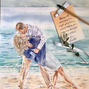 Personalized Couple Portrait Painting | Custom Anniversary, Honeymoon or Engagement Gift | Handpainted Watercolor from Photo image 6