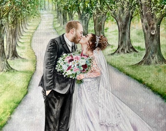 Custom wedding painting in watercolor