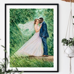 Custom wedding painting in watercolor image 9