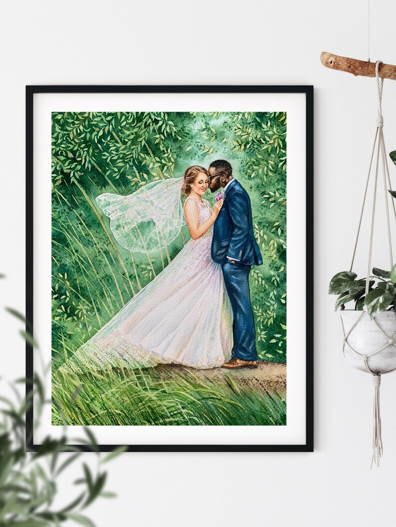 Custom wedding painting in watercolor image 9