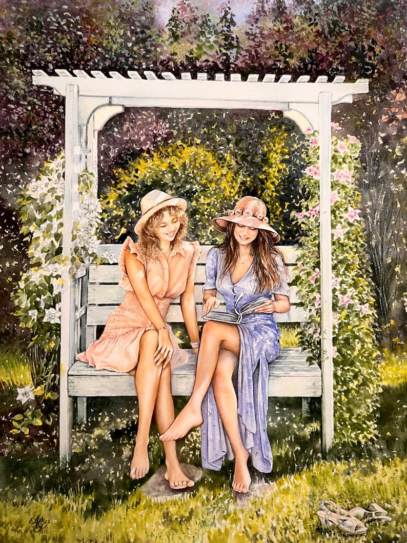 Custom Watercolor Portrait of Two People | Personalized Couple, Parent & Child, or Pet Owner Gift | Handpainted Art from Photo image 1