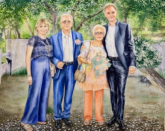 Custom family painting in watercolor