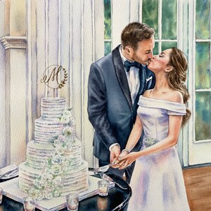 Custom wedding painting in watercolor image 8