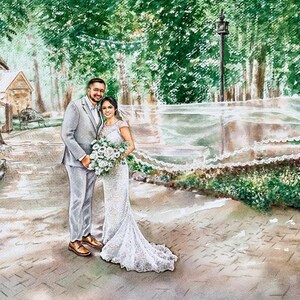 Custom wedding painting in watercolor image 1