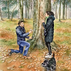 Personalized Couple Portrait Painting | Custom Anniversary, Honeymoon or Engagement Gift | Handpainted Watercolor from Photo image 4