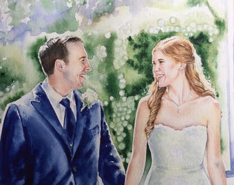 Personalized Wedding Gift for Couple | Custom Watercolor Bridal Portrait from Photo