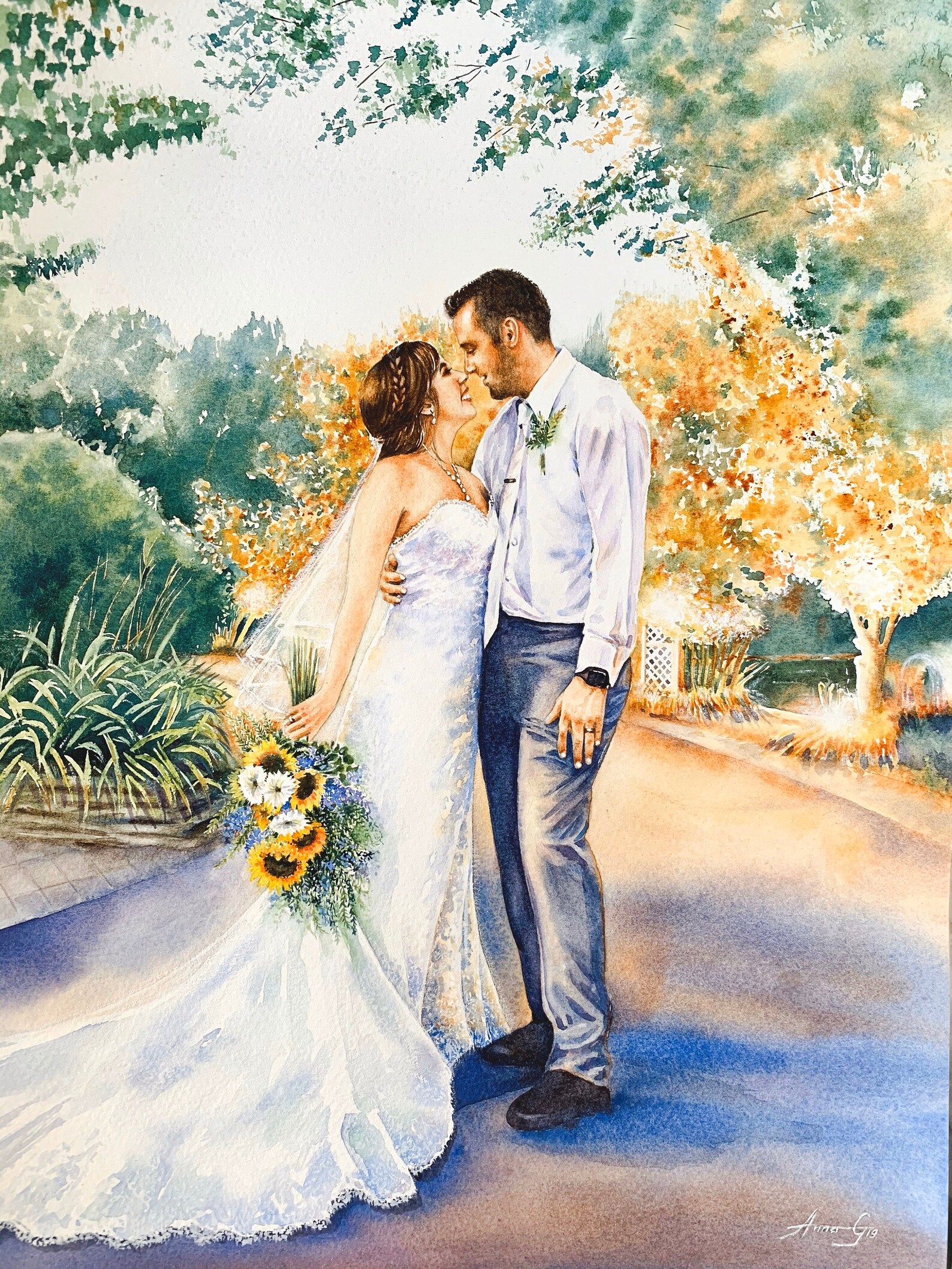 Custom Wedding Watercolor Painting/commission Bridal | Etsy