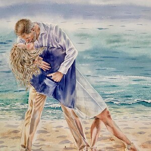 Personalized Couple Portrait Painting | Custom Anniversary, Honeymoon or Engagement Gift | Handpainted Watercolor from Photo image 5