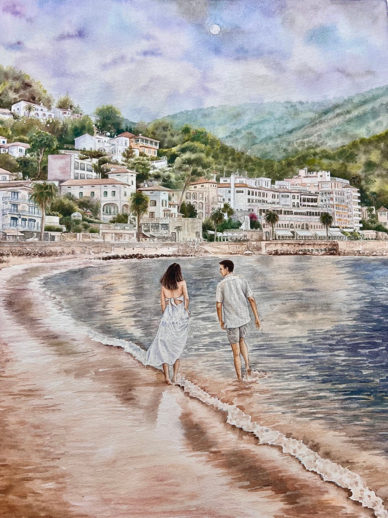 Couple’s portrait in watercolor.