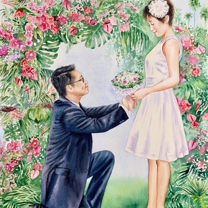 Custom wedding painting in watercolor image 5