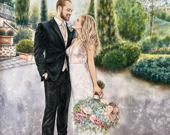 Custom wedding painting in watercolor