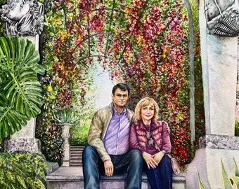 Custom couple /engagement /honeymoon /anniversary painting in watercolor