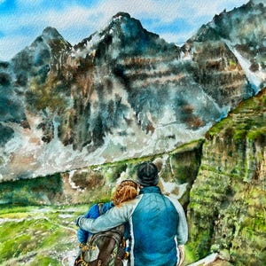 Personalized Couple Portrait Painting | Custom Anniversary, Honeymoon or Engagement Gift | Handpainted Watercolor from Photo image 17