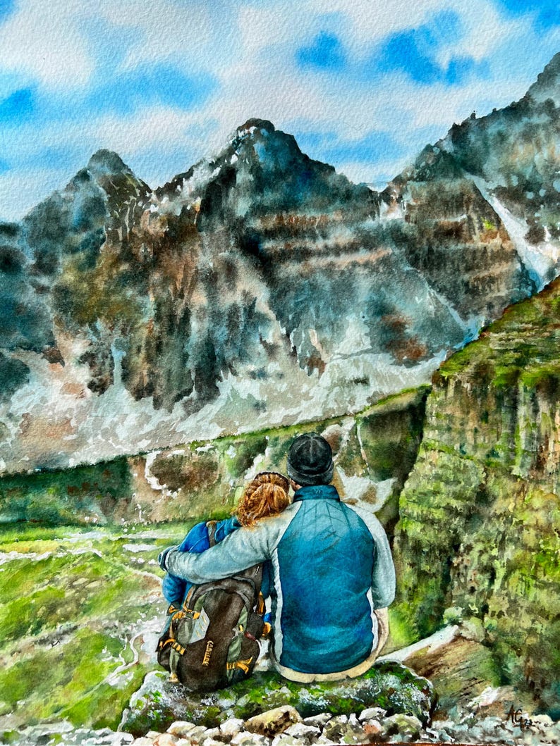 Personalized Couple Portrait Painting | Custom Anniversary, Honeymoon or Engagement Gift | Handpainted Watercolor from Photo image 17
