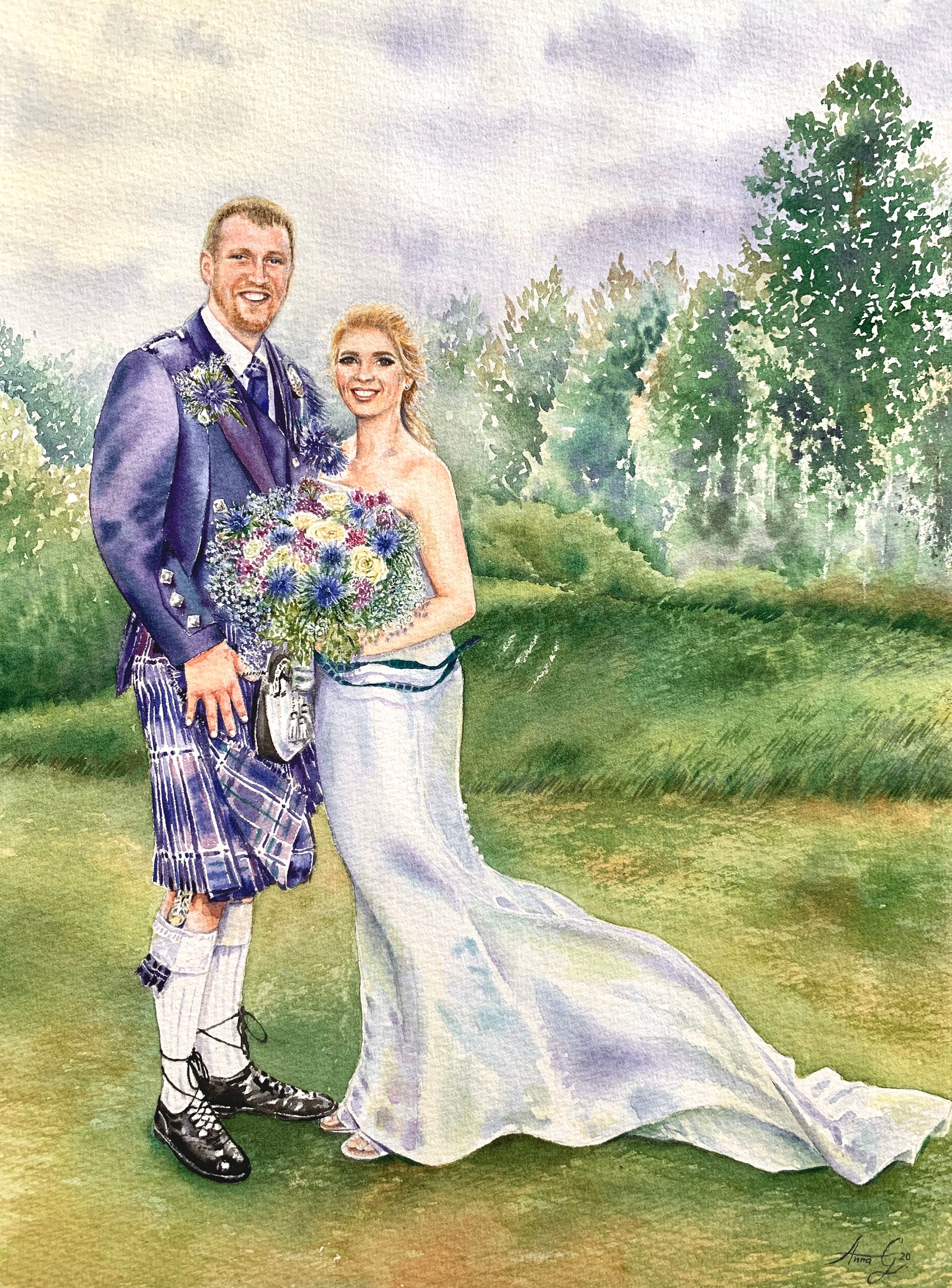 Custom wedding painting/commission portrait from photo/wedding | Etsy