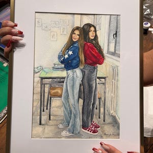 Custom Watercolor Portrait of Two People | Personalized Couple, Parent & Child, or Pet Owner Gift | Handpainted Art from Photo image 8