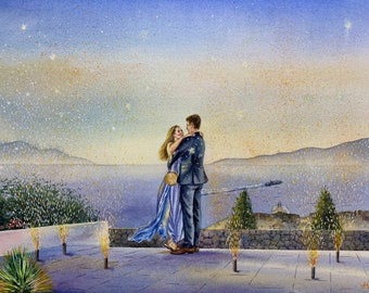 Custom wedding painting in watercolor