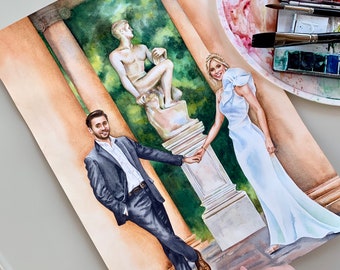 Custom wedding painting in watercolor