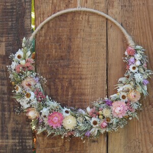 Dried flower wreath, boho flower arrangement, spring wreath, natural dried flower wreath, everlasting flower wreath