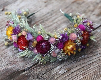 Natural dried flower crown, flower headband, Bohemian dried flower crown, Natural floral headpeace