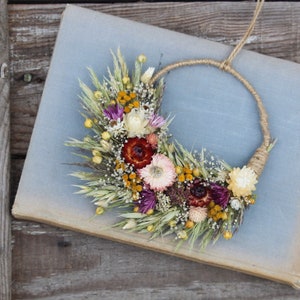 Dried flower wreath, dried flower mini wreath, rustic flower arrangement, natural dried flower wreath, everlasting flowers zdjęcie 1