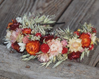 Natural dried flower crown, flower hairband, Bohemian dried flower crown, Natural floral headpeace