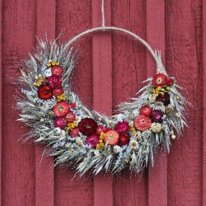 Couronne de fleurs séchées, composition florale bohème, couronne de fleurs séchées naturelles, couronne de porte,