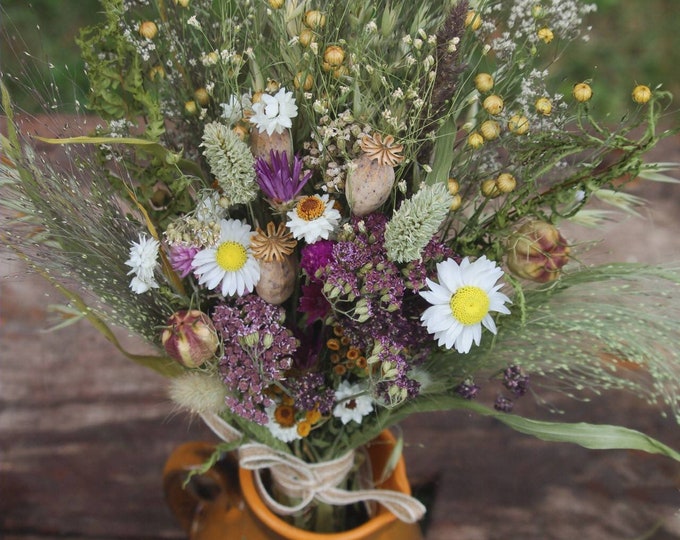 Dried wildflower bouquet, rustic bouquet, everlasting flowers, dried flower bouquet