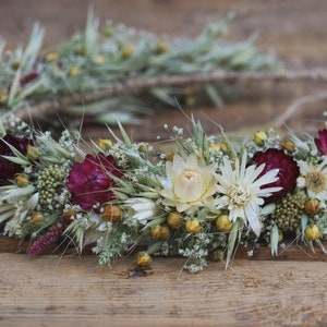Coroa de flores secas, coroa de flores na cabeça, coroa de flores no cabelo, coroa de cabelo