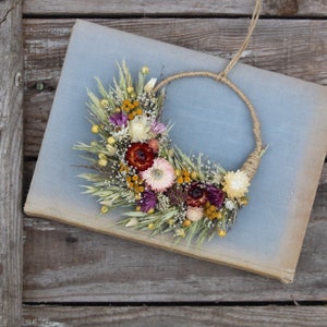 Dried flower wreath, dried flower mini wreath, rustic flower arrangement, natural dried flower wreath, everlasting flowers zdjęcie 2