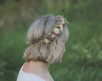 Dried flower crown, Bridal hair wreath, Bohemian dried flower crown, Natural floral headpeace, flower head wreath, spring wreath