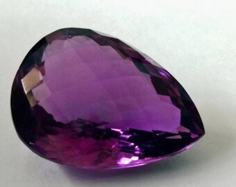 Top Quality of Brazilian Natural Amethyst Quartz Pear Shape 22.65 Carat