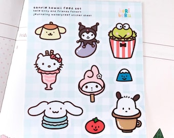 Sanrio kuromi sticker sheet, Sanrio characters planner stickers, keroppi cinammonroll hello kitty, my melody food sticker