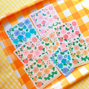 Floral Deco Stickers, Toploader Polco Stickers, Cute Korean Stationery, Kawaii Planner Stickers, Flower Decorative Holographic Stickers