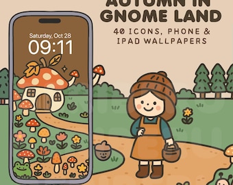 Autumn Ghibli Wallpaper Icon Set: Cozy iOS Theme (Digital Download)