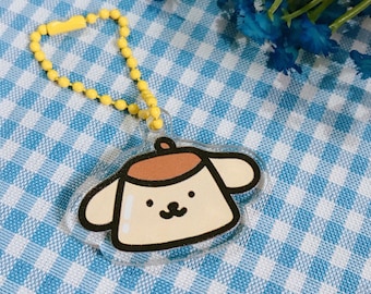 Pompompurin Keychain, Purin Acrylic Charm, Pudding Character Acrylic Keyring, Sanrio Binder Keychain, Kawaii Bag Keychain, Cute Keychain