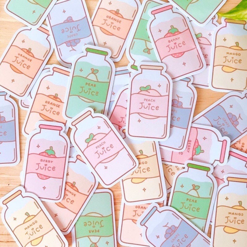 6pcs Bottled Fruit Juice Stickers Cute Pastel Juice Sticker Etsy UK
