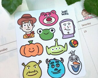 Toy Story Planner Sticker Sheet, Andy Woody Buzz Lightyear Stickers Olaf Shrek, Animation Movie Stickers, Fanart Movie Journal Stickers