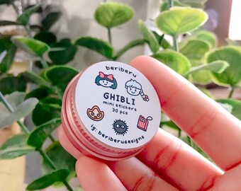 Studio Ghibli Mini Sticker Flakes in Tin Can | Totoro Howl's Sophie Soot Sprite Calcifer Ponyo Kiki's Delivery Service Arriety Sticker Set