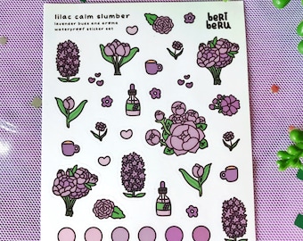 Lilac Lavender Sticker Sheet: Purple Flower Floral Journal Stickers