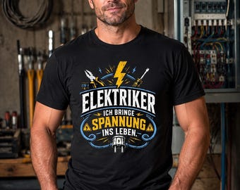 Elektriker T-Shirt Herren Lustig „Ich bringe Spannung ins Leben“ Geschenk für Elektriker Handwerker Berufsshirt - Heavy Cotton T-Shirt